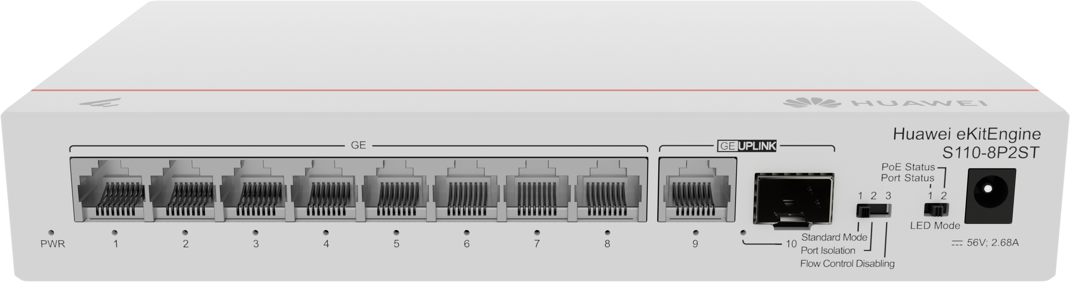 HUAWEI Switch (unmanaged) S110-8P2ST (8*10/100/1000BASE-T ports, PoE+, 1*GE SFP port, 1*10/100/1...