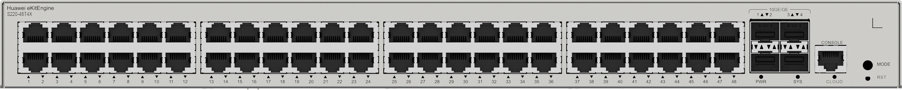 HUAWEI Switch S220-48T4X (48*10/100/1000BASE-T ports, 4*10GE SFP+ ports, built-in AC power)