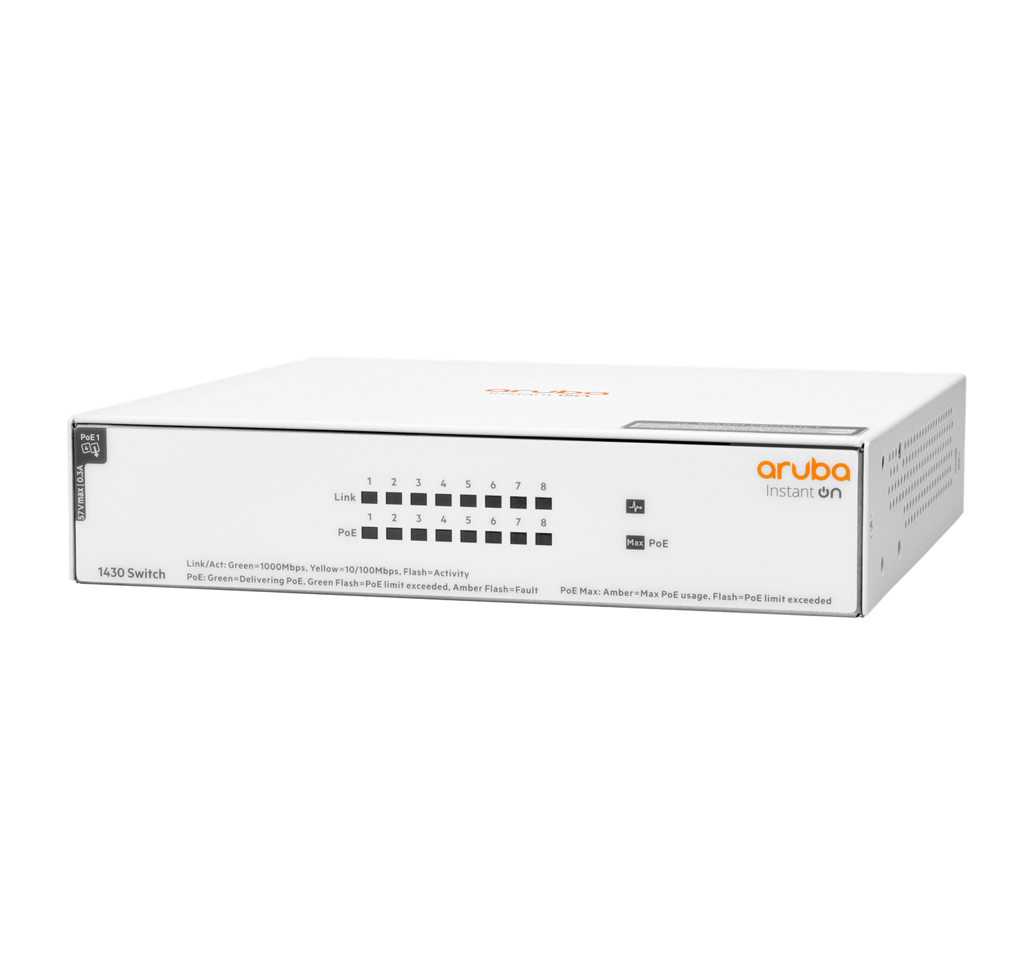 HPE R8R46A Switch 8x10/100/1000, PoE, 64W, lüfterlos, rackmount,