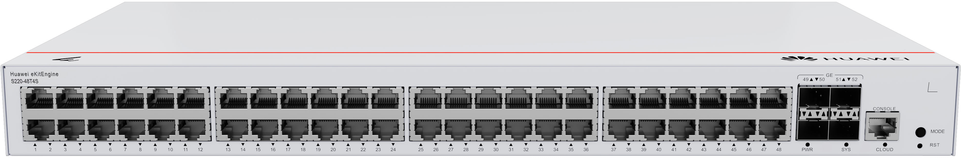 HUAWEI Switch S220-48T4S (48*10/100/1000BASE-T ports, 4*GE SFP ports, built-in AC power)