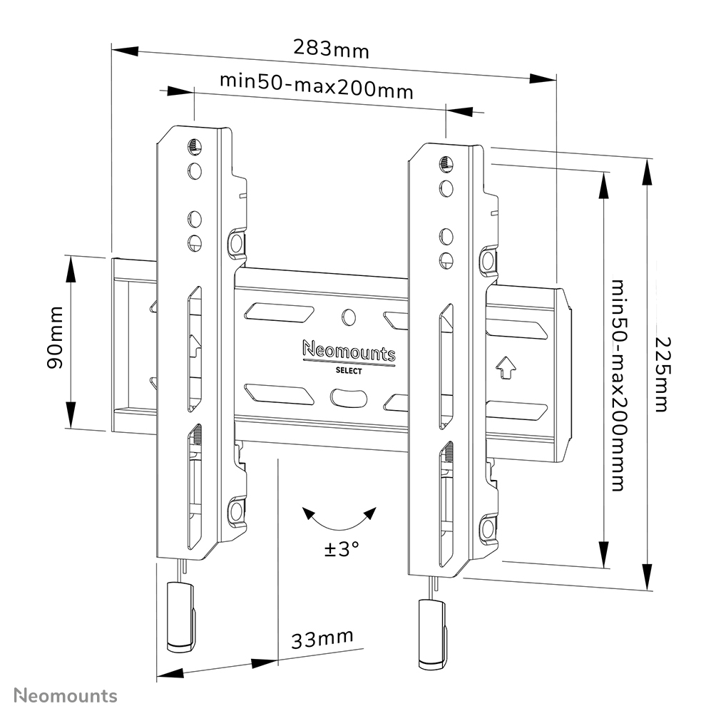 Neomounts Select TV-Wandhalterung - 61 cm (24 Zoll) - 139,7 cm (55 Zoll) - 50 kg - 50 x 50 mm - 200 x 200 mm - Schwarz