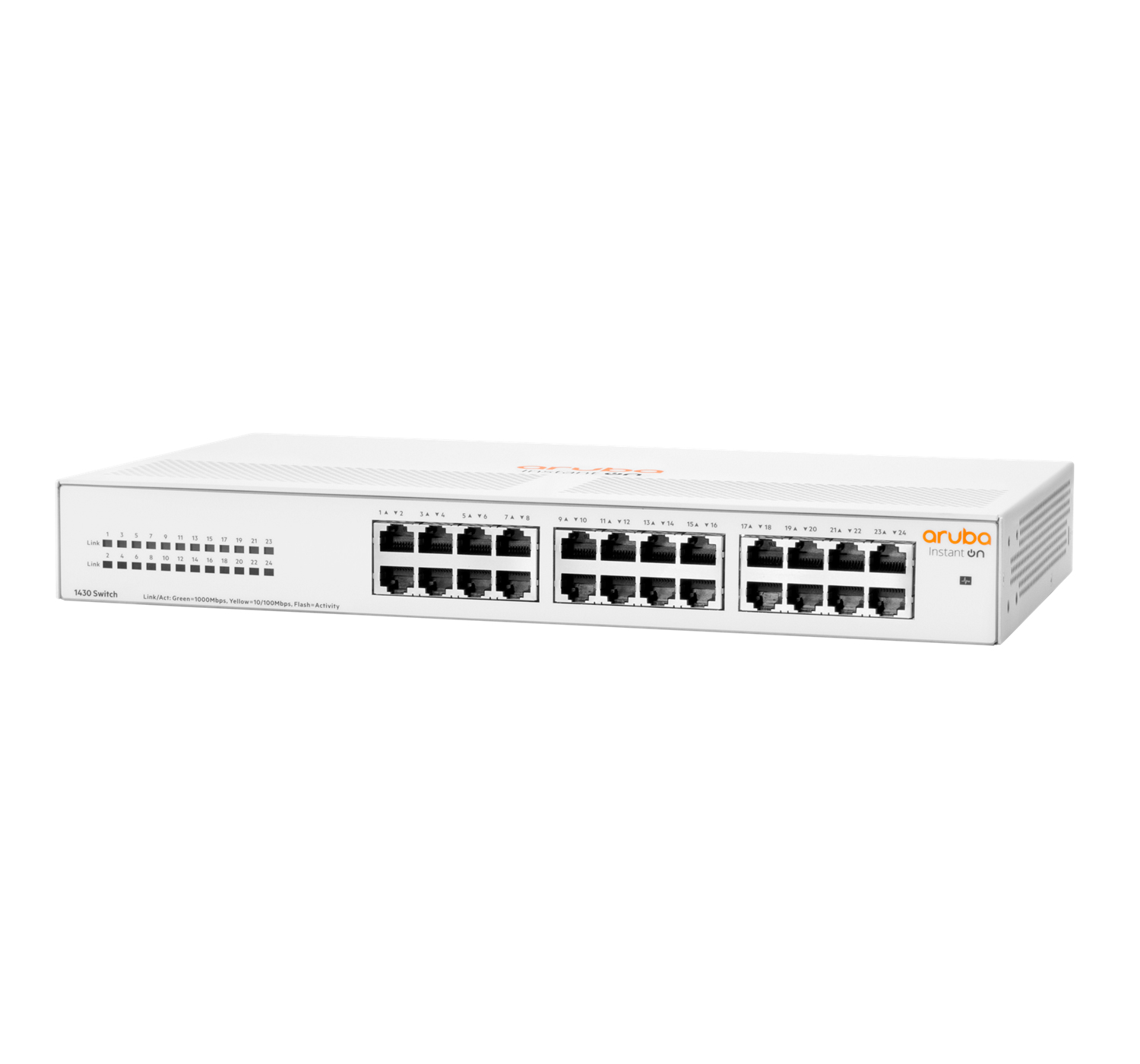 HPE Aruba Switch R8R49A Instant On 1430 24G, unmanaged, 24 x 10/100/1000, Desktop, an Rack oder Wand montierbar, BTO