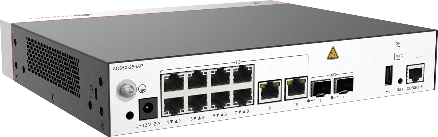 HUAWEI AccessPoint AC650-256AP mainframe (10*GE ports, 2*10GE SFP+ ports, with the AC/DC adapter)