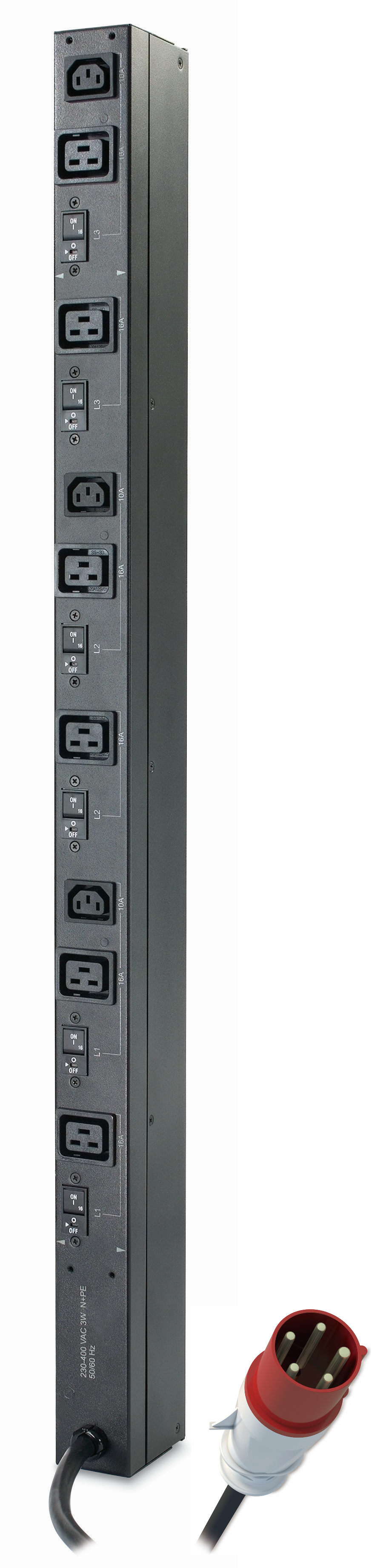 APC AP7555A - Rack PDU, Basic, Zero U, 22kW, 230V, (6) C19 & (3) C13, High Temp