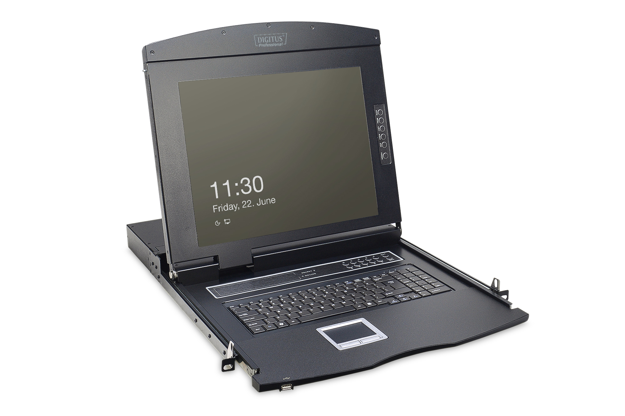 DIGITUS DS-72210-3GE Modulare Konsole mit 17" TFT (43,2cm), 16-Port KVM & Touchpad, deutsche Tastatur