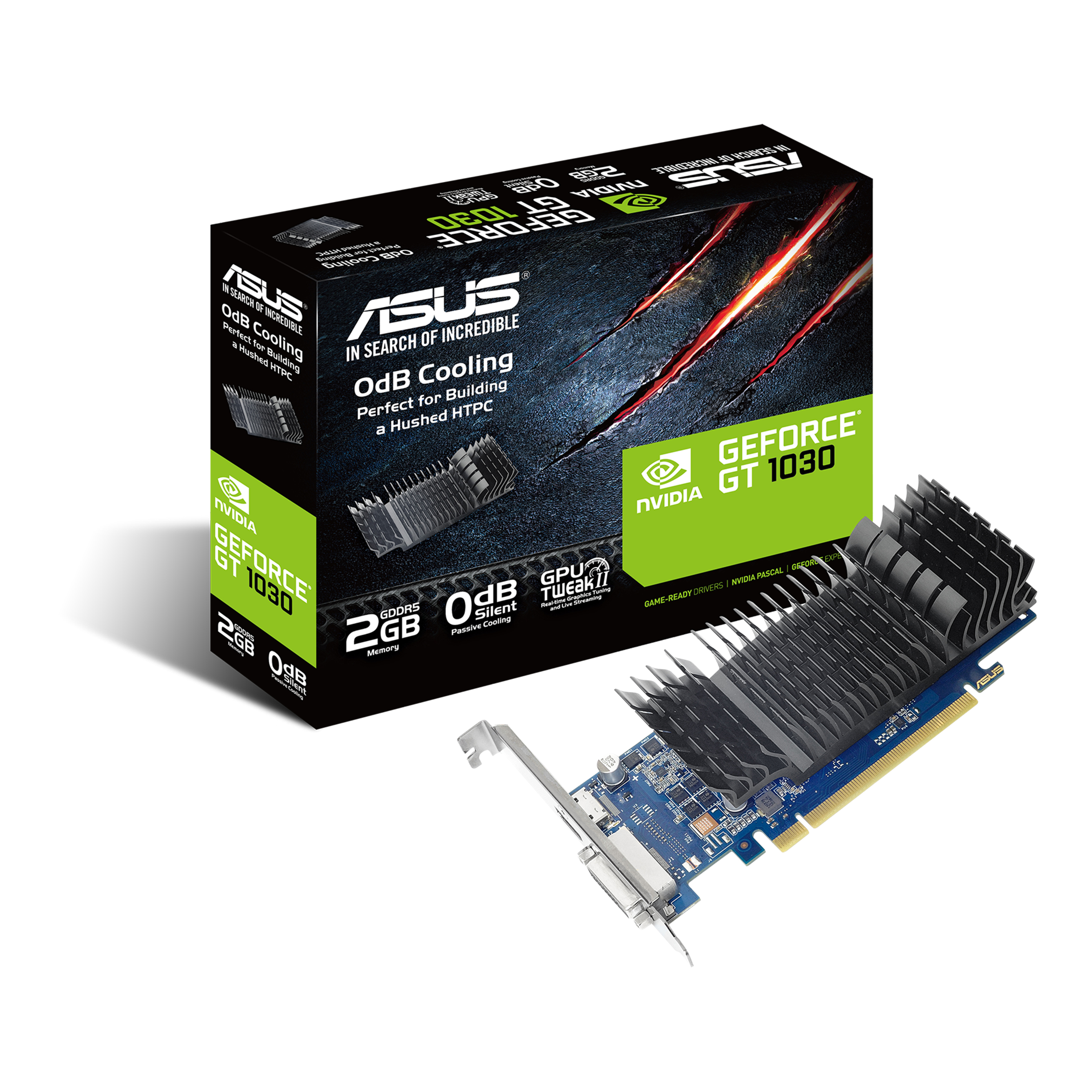 VGA ASUS GeForce GT 1030 2 GB - 1x HDMI, 1x DVI - passiv