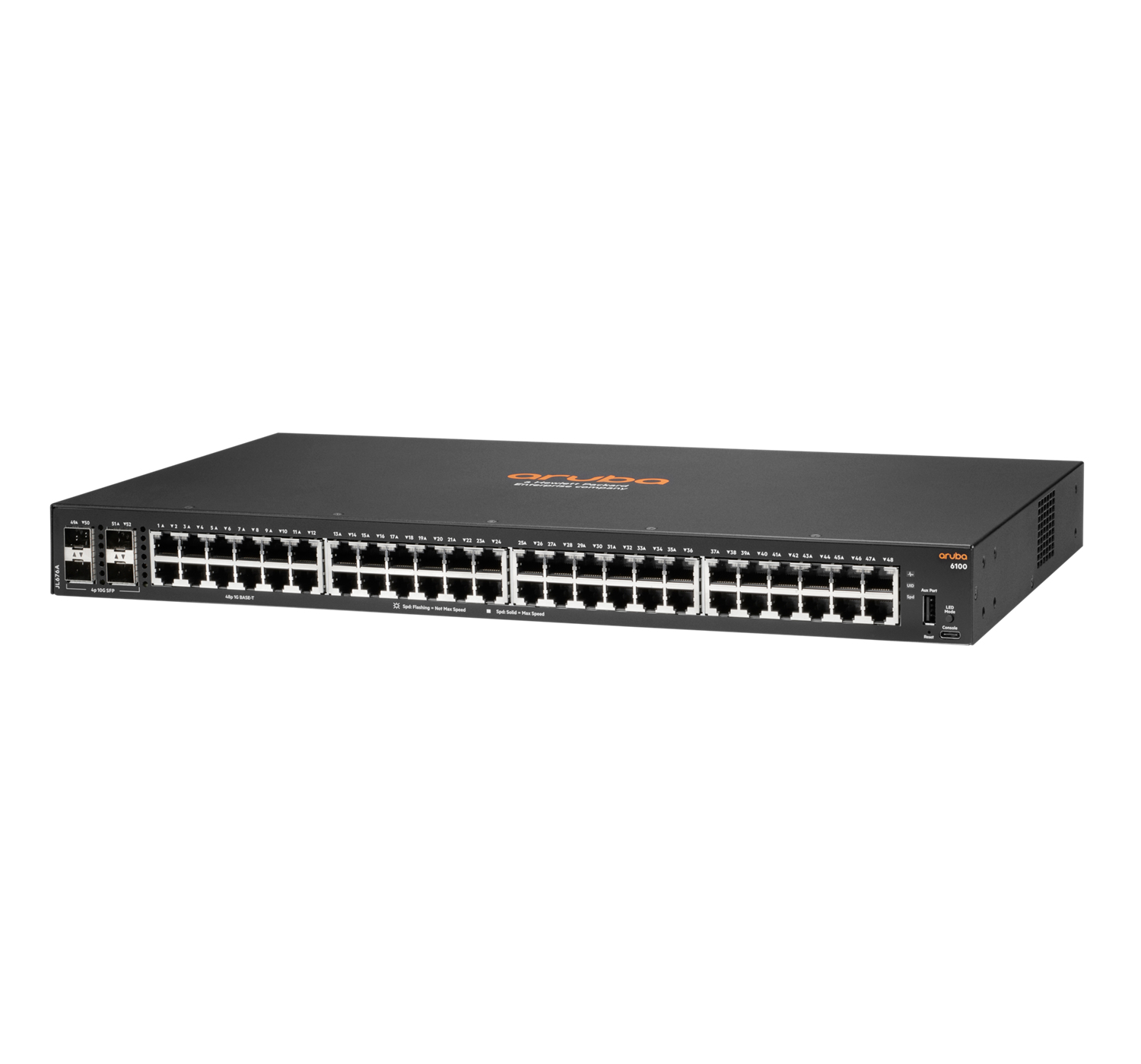 HPE Aruba Switch JL675A#ABB 6100 48G Class4 PoE 4SFP+ 370W, managed, 48 x 10/100/1000 (PoE+)