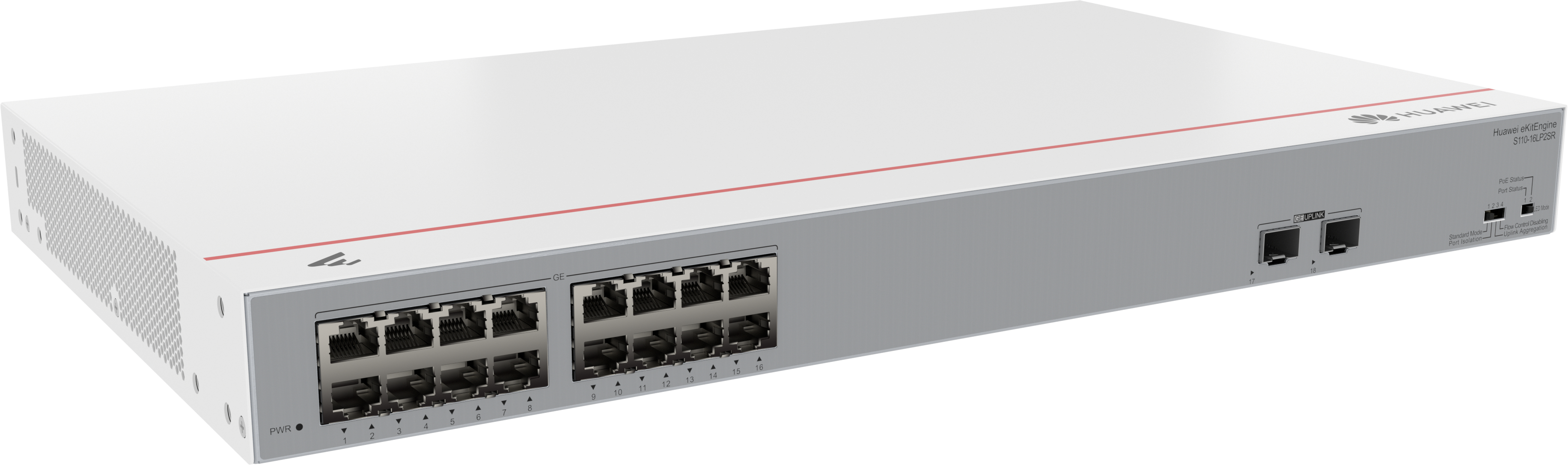 HUAWEI Switch (unmanaged) S110-16LP2SR (16*10/100/1000BASE-T ports, 2*GE SFP ports, PoE+, AC power)