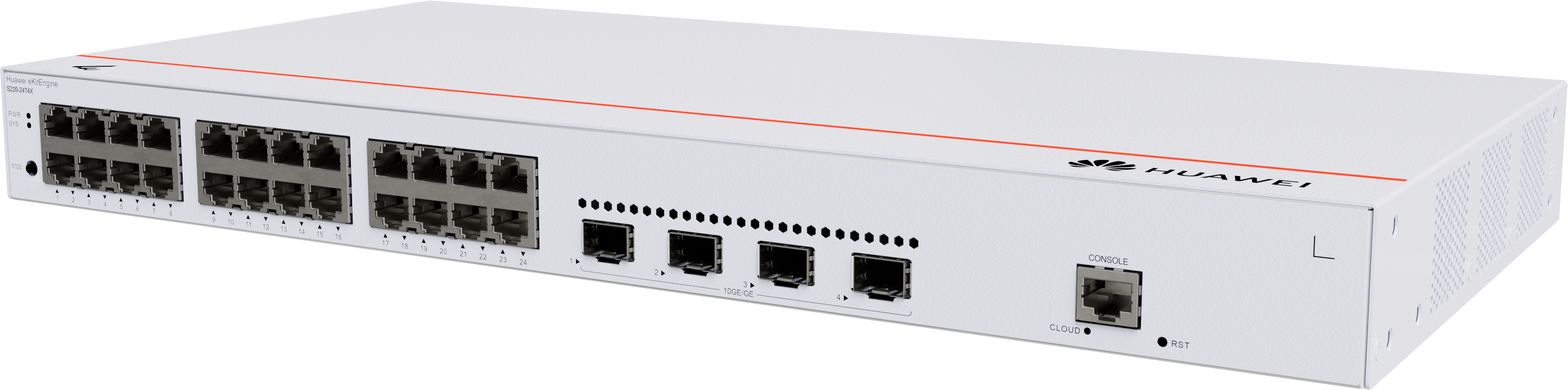 HUAWEI Switch S220-24T4X (24*10/100/1000BASE-T ports, 4*10GE SFP+ ports, built-in AC power)