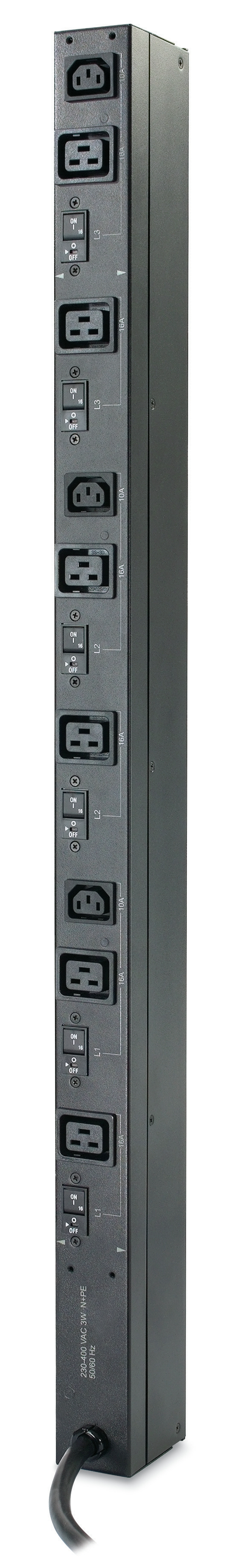 APC AP7555A - Rack PDU, Basic, Zero U, 22kW, 230V, (6) C19 & (3) C13, High Temp