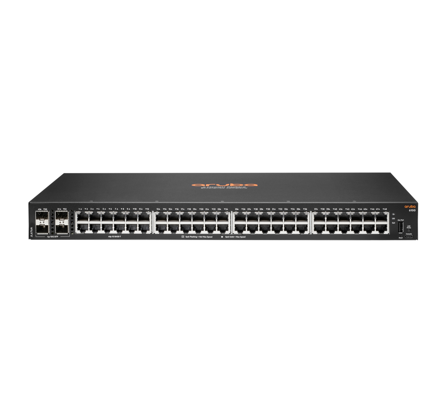 HPE Aruba Switch JL675A#ABB 6100 48G Class4 PoE 4SFP+ 370W, managed, 48 x 10/100/1000 (PoE+)