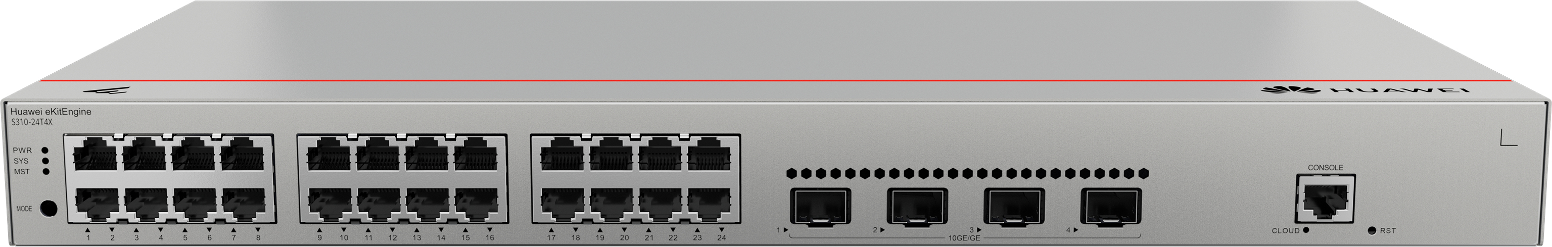 HUAWEI Switch S310-24T4X (24*10/100/1000BASE-T ports, 4*10GE SFP+ ports, built-in AC power)