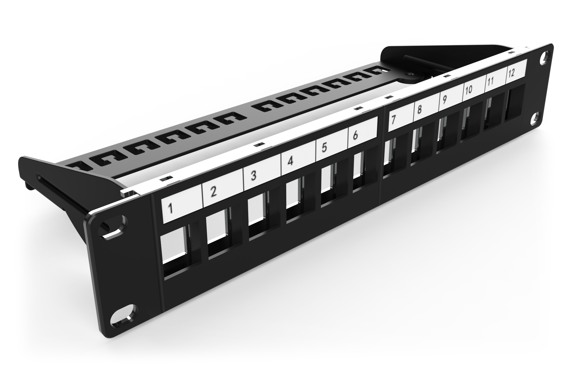 DIGITUS DN-91420 Schrank Zubehör 19" Patch Panel Modular geschirmt 12-Port Blank 1HE 254mm  Schwarz RAL 9005 DN-91420