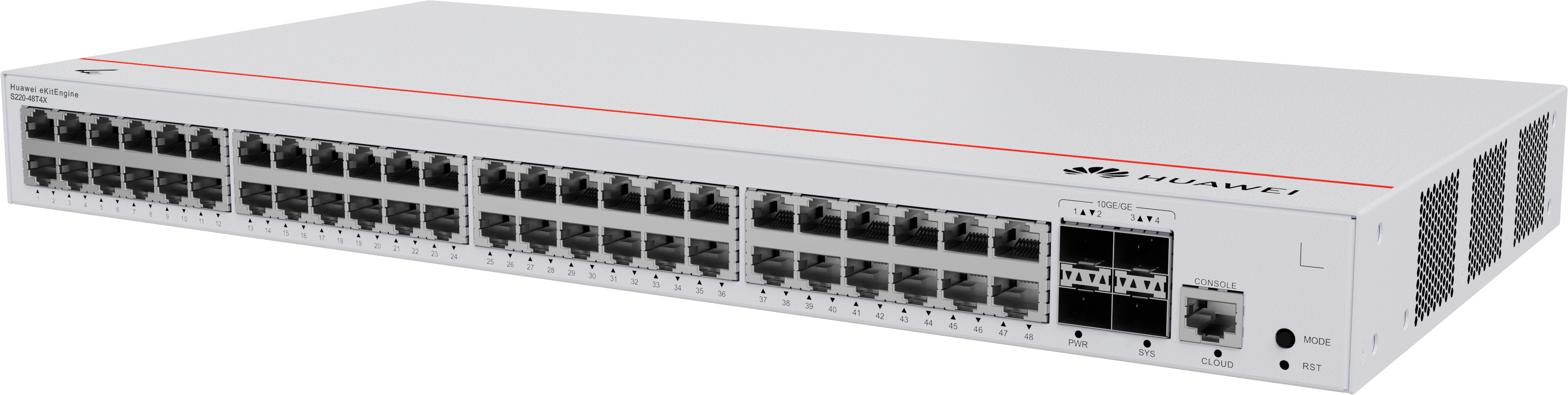 HUAWEI Switch S220-48T4X (48*10/100/1000BASE-T ports, 4*10GE SFP+ ports, built-in AC power)