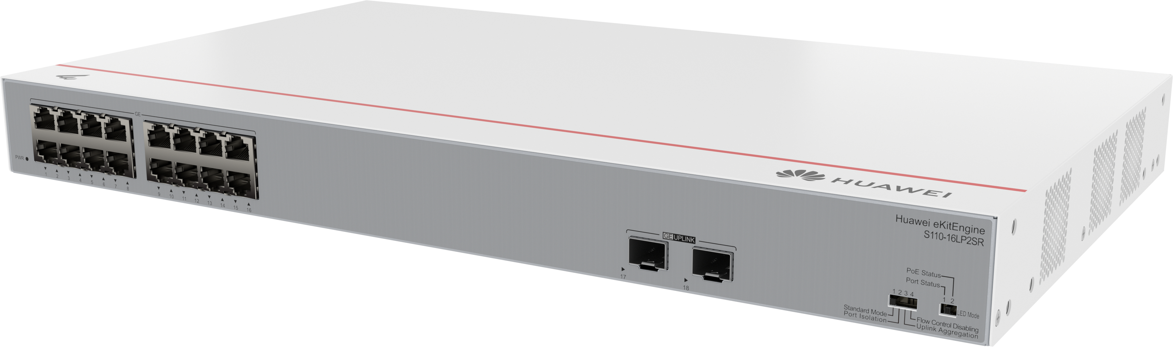 HUAWEI Switch (unmanaged) S110-16LP2SR (16*10/100/1000BASE-T ports, 2*GE SFP ports, PoE+, AC power)