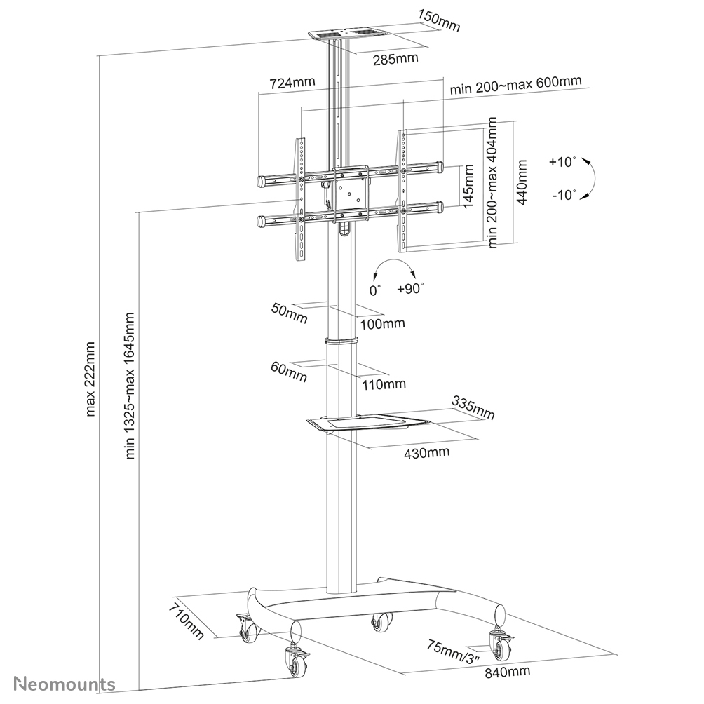 Neomounts Mobile Flat Screen Floor Stand (height: 130-162 cm)