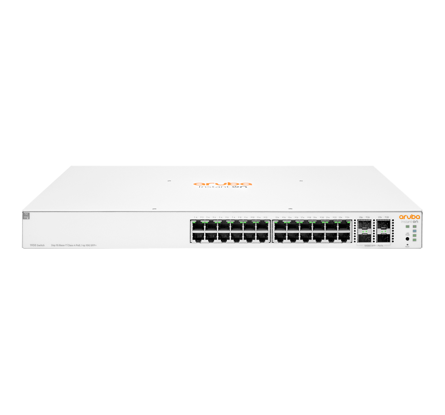 HPE Aruba Switch JL684B#ABB Instant On 1930 24G Class4 PoE 4SFP/SFP+ 370W, L3, managed, 24 x 10/100/1000 (PoE)