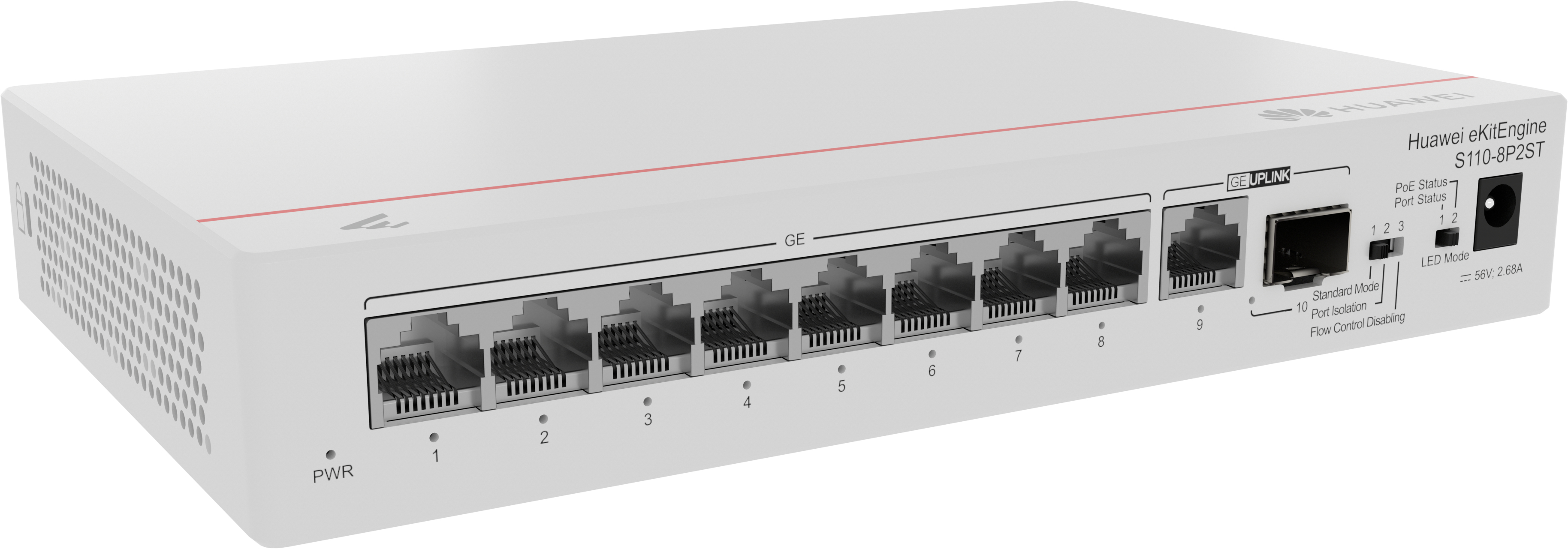 HUAWEI Switch (unmanaged) S110-8P2ST (8*10/100/1000BASE-T ports, PoE+, 1*GE SFP port, 1*10/100/1...