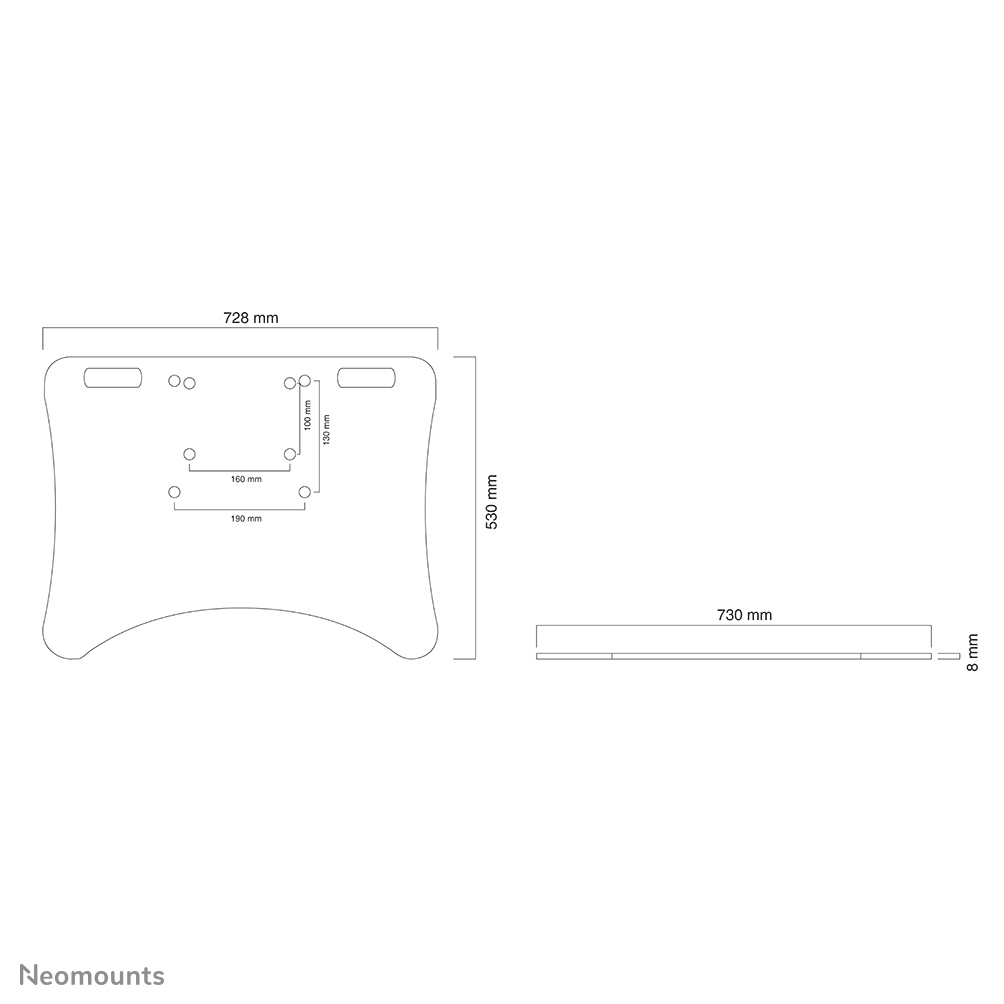 Neomounts Bodenplatte - Silber - 150 kg - Flur - 750 mm - 600 mm - 25 mm