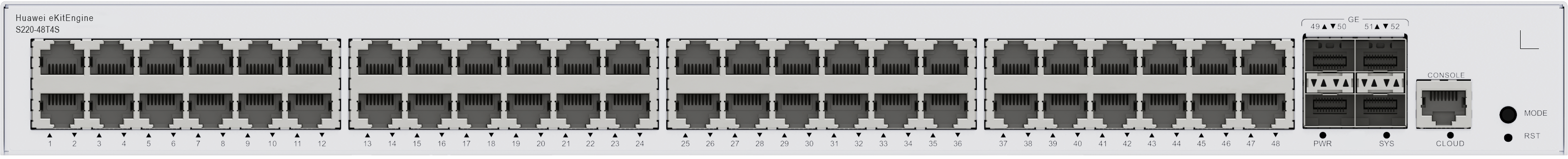 HUAWEI Switch S220-48T4S (48*10/100/1000BASE-T ports, 4*GE SFP ports, built-in AC power)