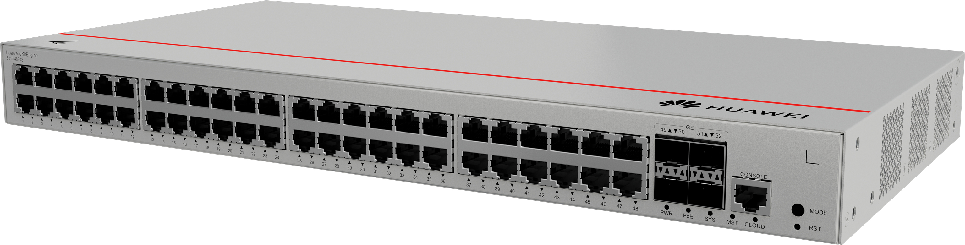 HUAWEI Switch S310-48P4S (48*10/100/1000BASE-T ports(380W PoE+), 4*GE SFP ports, built-in AC power)