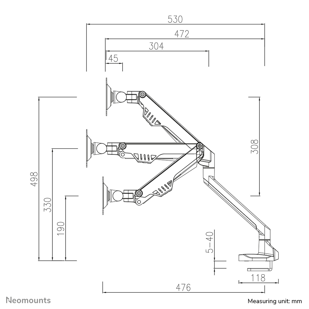 Neomounts  Flat Screen Desk Mount (clamp/grommet)