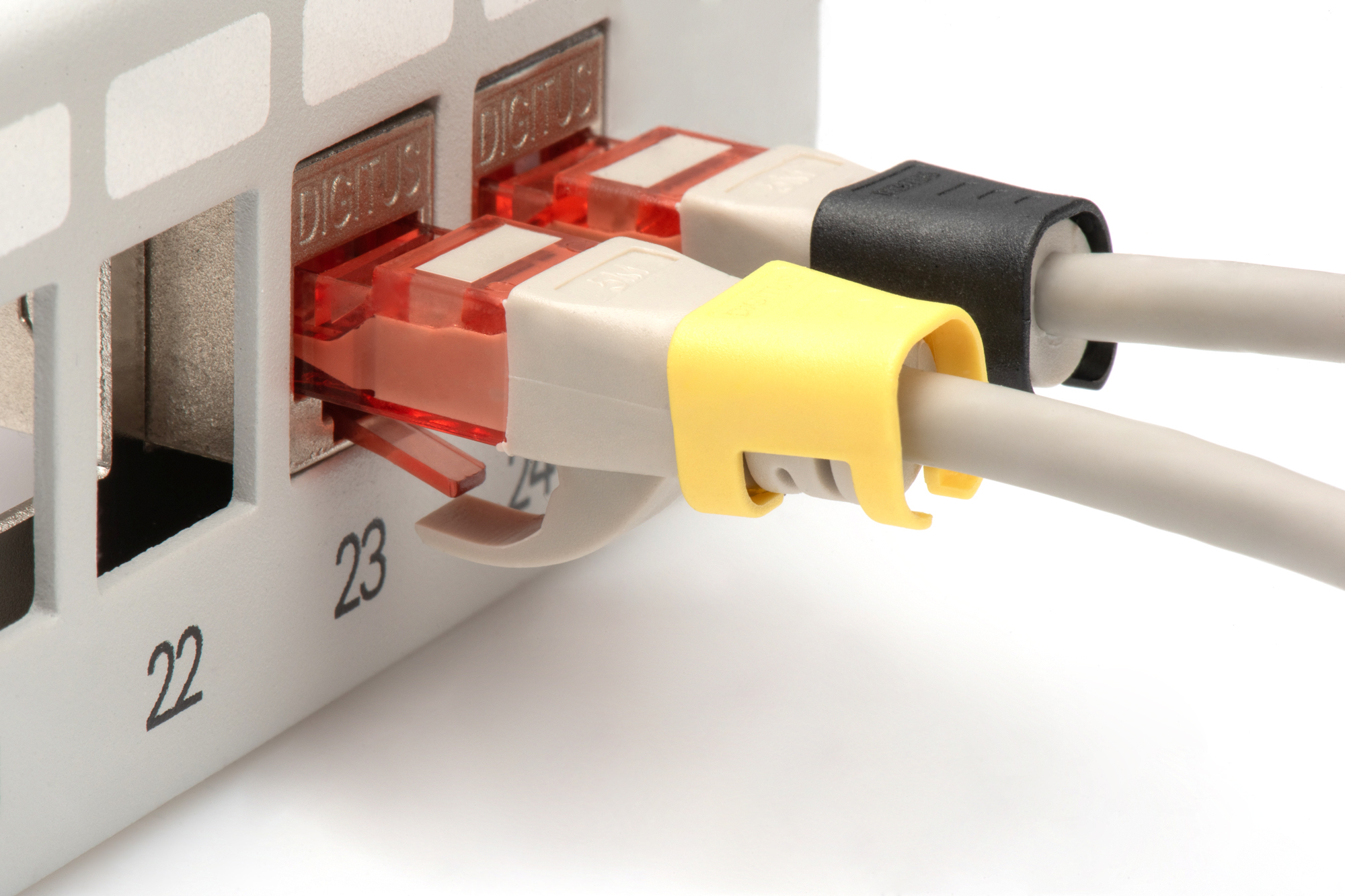 DIGITUS A-CC-M Farbclips für Patchkabel - Gemischt (je 20 Stück in Rot, Grün, Blau, Gelb, Schwarz)