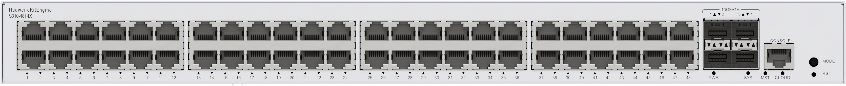 HUAWEI Switch S310-48T4X (48*10/100/1000BASE-T ports, 4*10GE SFP+ ports, built-in AC power)