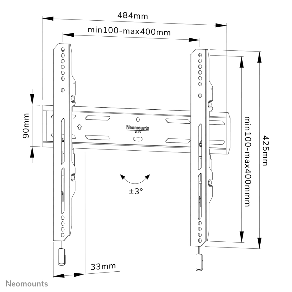 Neomounts Select TV-Wandhalterung - 81,3 cm (32 Zoll) - 165,1 cm (65 Zoll) - 60 kg - 100 x 100 mm - 400 x 400 mm - Schwarz