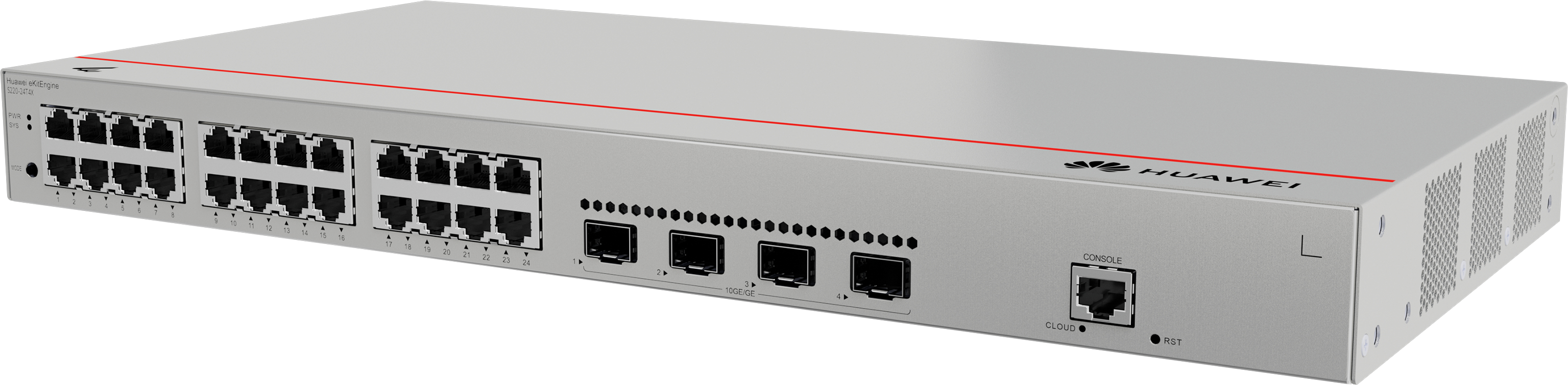 HUAWEI Switch S220-24T4X (24*10/100/1000BASE-T ports, 4*10GE SFP+ ports, built-in AC power)