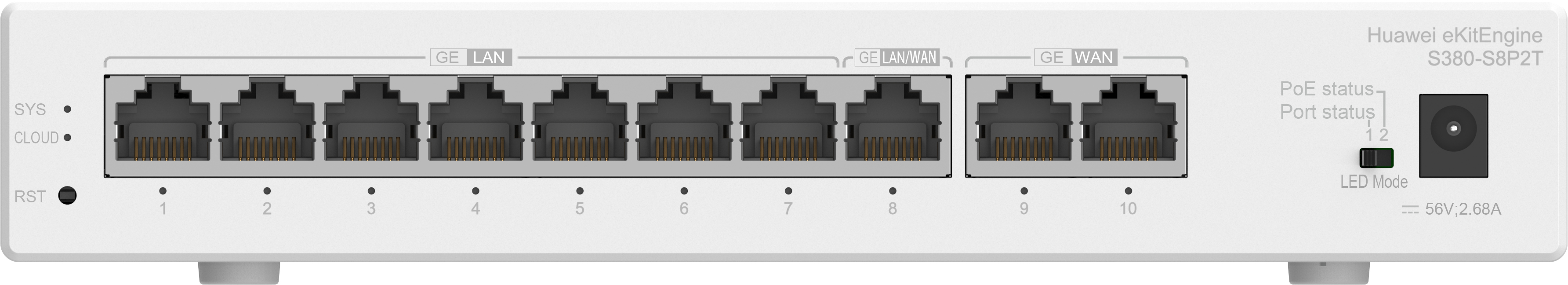 HUAWEI Router S380-S8P2T, 2*GE WAN, 8*GE LAN(PoE+, 124W)