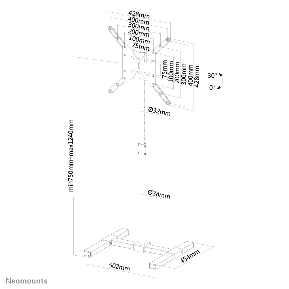 Neomounts Flachbildschirm Bodenständer - 20 kg - 25,4 cm (10 Zoll) - 139,7 cm (55 Zoll) - 75 x 75 mm - 400 x 400 mm