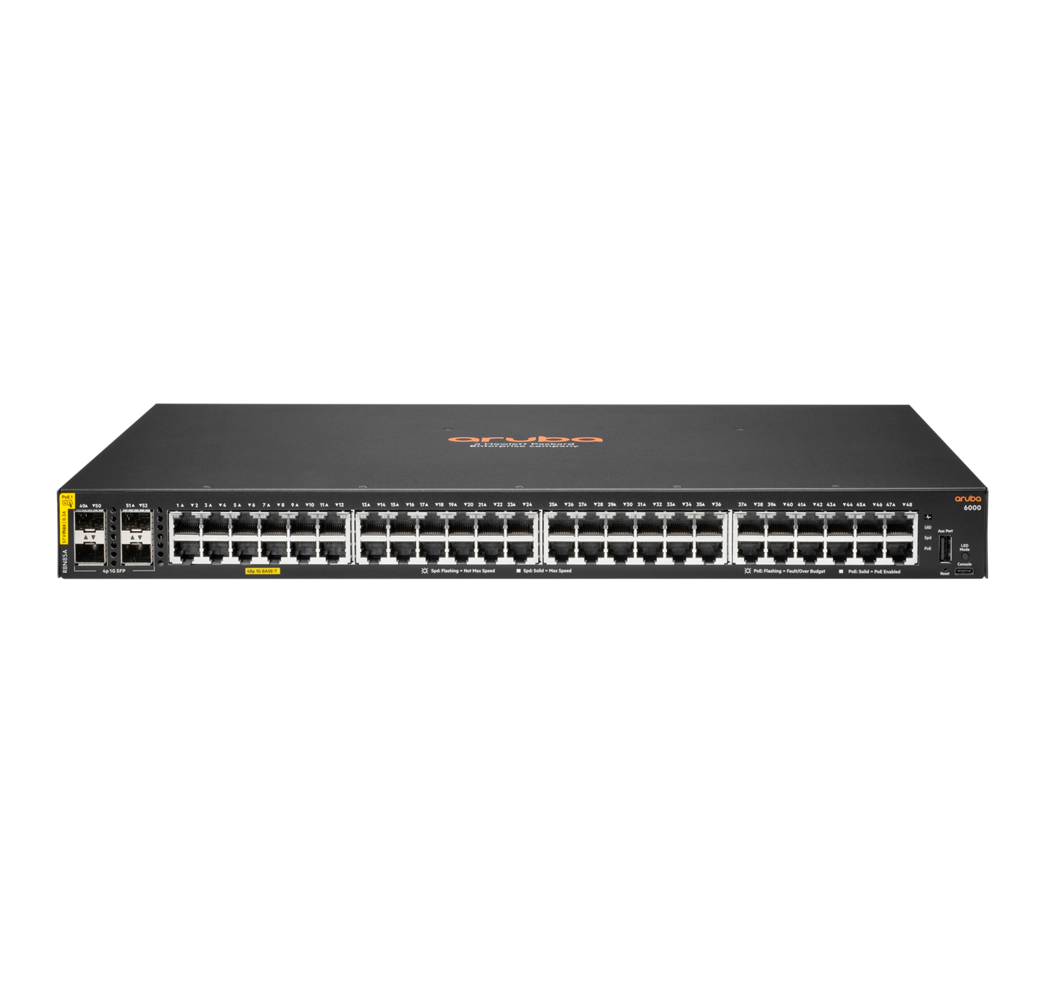 HPE Aruba Switch R8N85A 6000 48G Class4 PoE 4SFP 370W, managed, 48 x 10/100/1000 (PoE+)