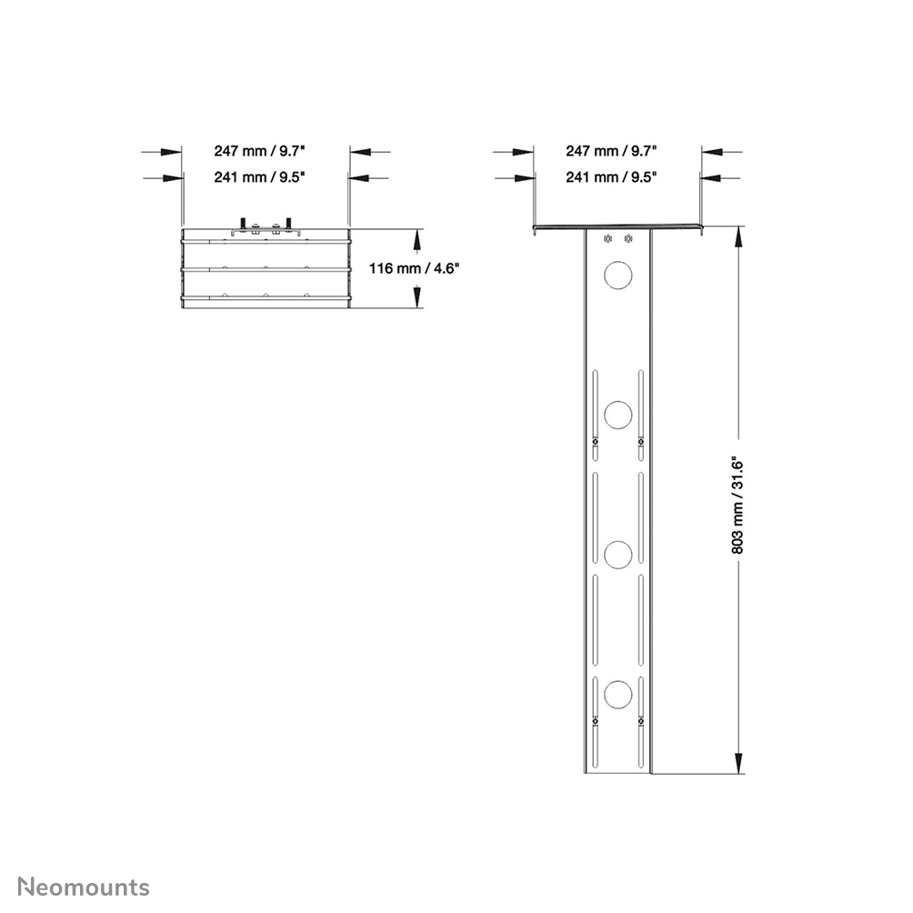 Neomounts Kamerahalterung - Regal - Fahrgestell - 165,1 cm (65") - 2,18 m (86") - 6 kg - Schwarz