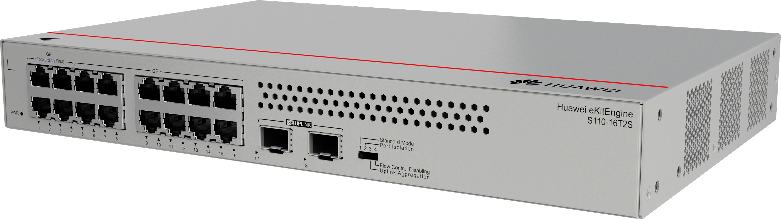 HUAWEI Switch (unmanaged) S110-16T2S, (16*10/100/1000BASE-T ports, 8*GE SFP ports, built-in AC p...