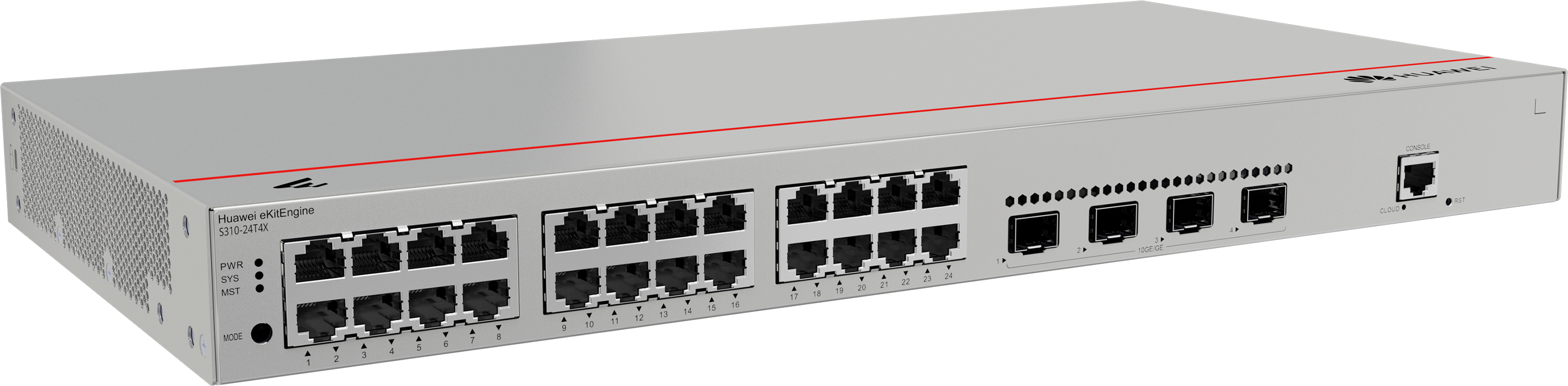 HUAWEI Switch S310-24T4X (24*10/100/1000BASE-T ports, 4*10GE SFP+ ports, built-in AC power)