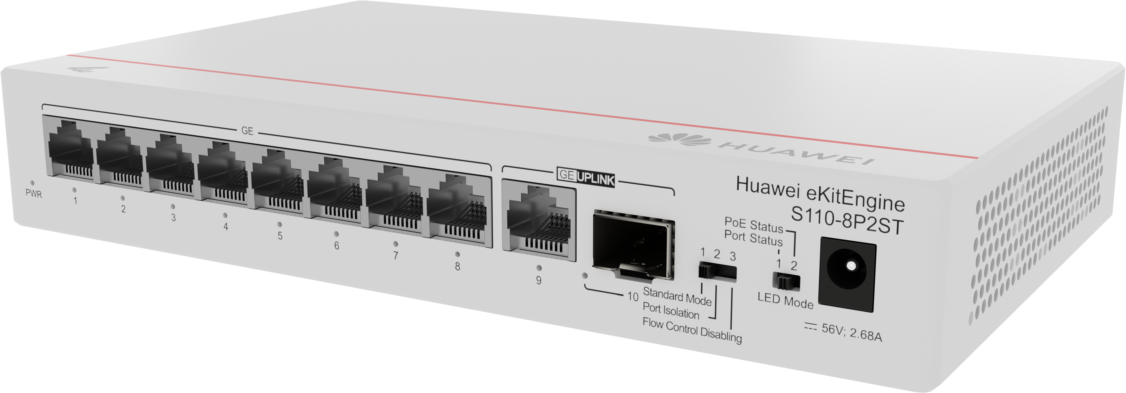 HUAWEI Switch (unmanaged) S110-8P2ST (8*10/100/1000BASE-T ports, PoE+, 1*GE SFP port, 1*10/100/1...