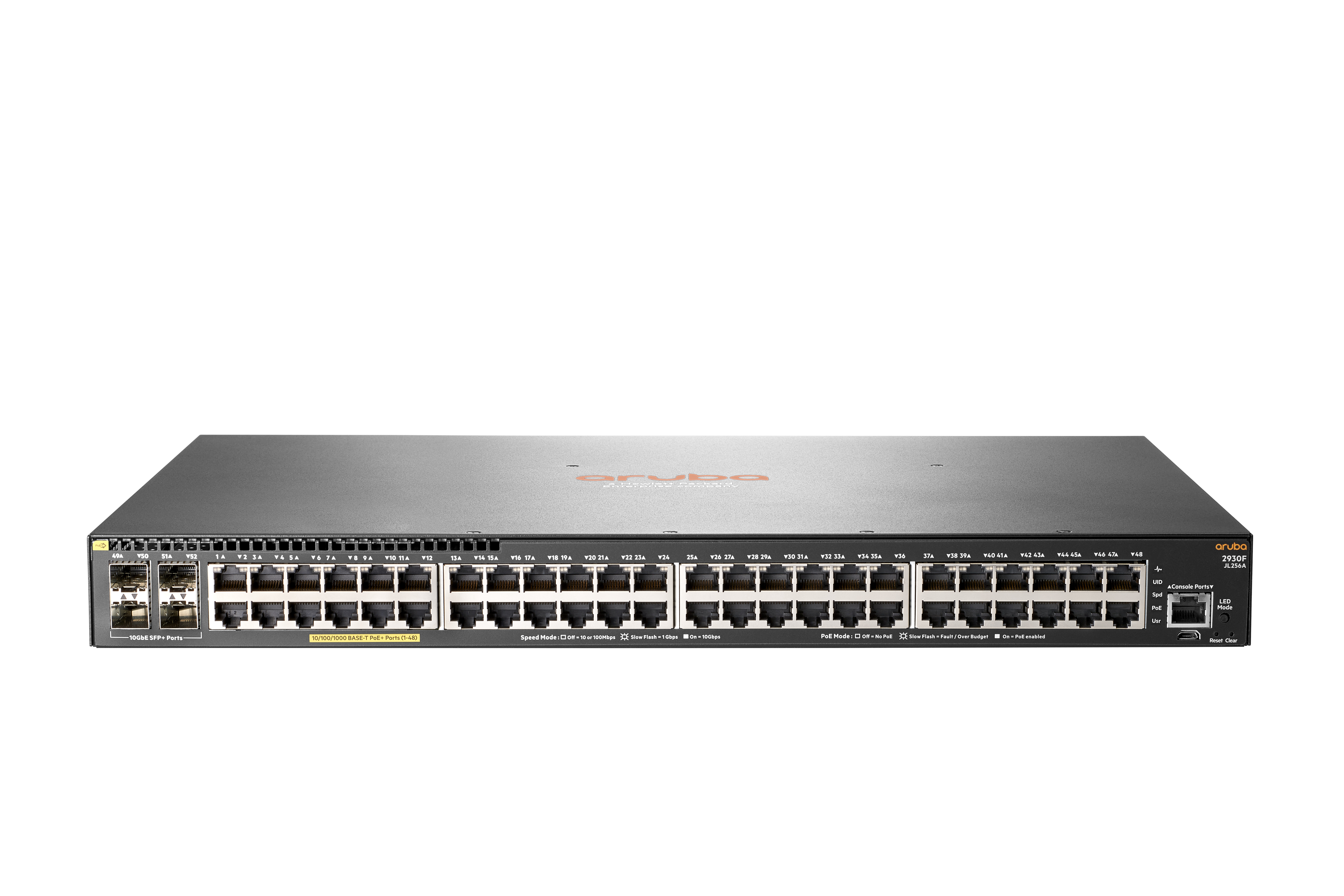 HPE JL256A#ABB Switch 48Port Gigabit PoE+ + 4x 10Gigabit SFP L3 Managed Aruba 2930F-48G-PoE+ JL256A  Deutsches Netzteil