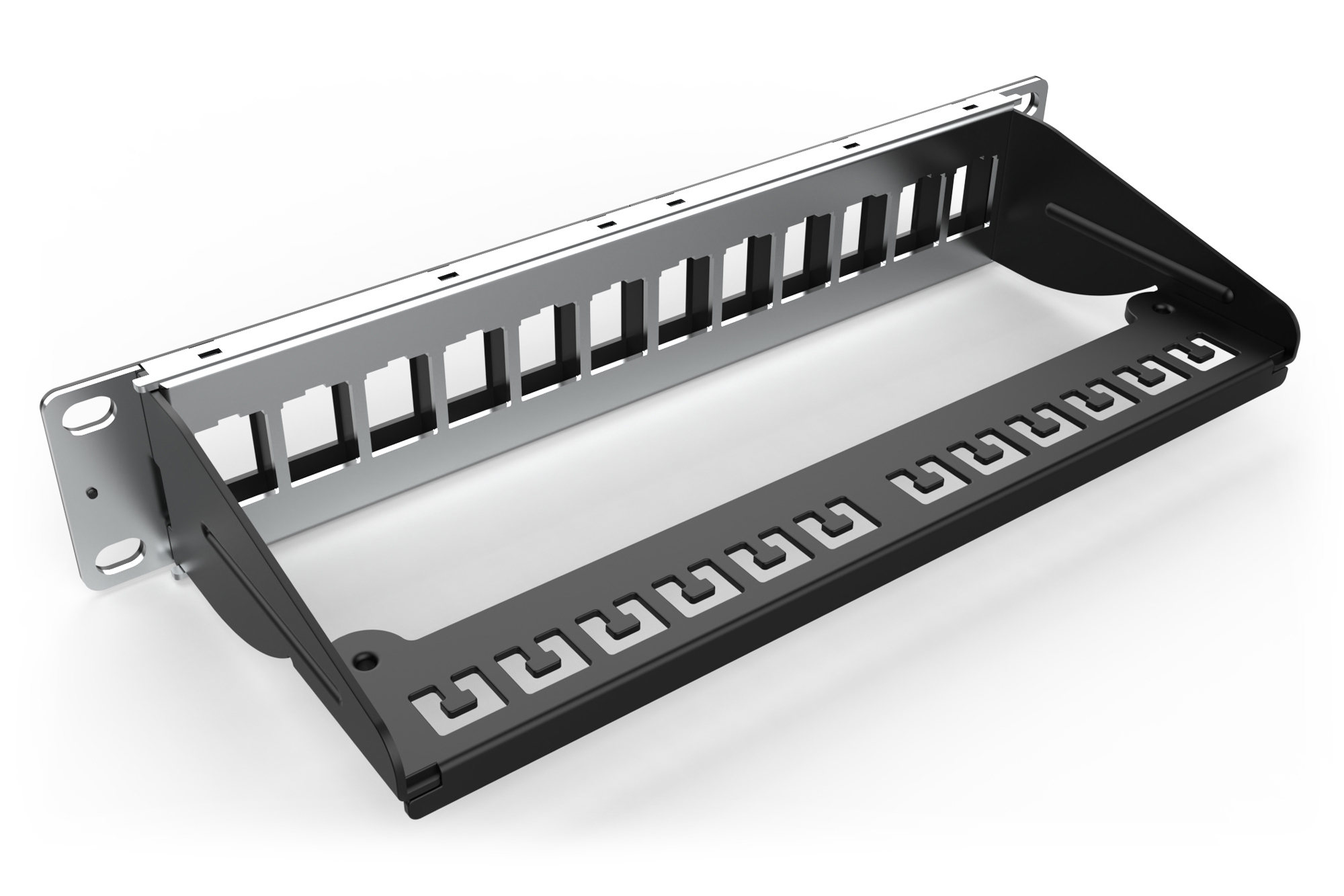 DIGITUS DN-91420 Schrank Zubehör 19" Patch Panel Modular geschirmt 12-Port Blank 1HE 254mm  Schwarz RAL 9005 DN-91420