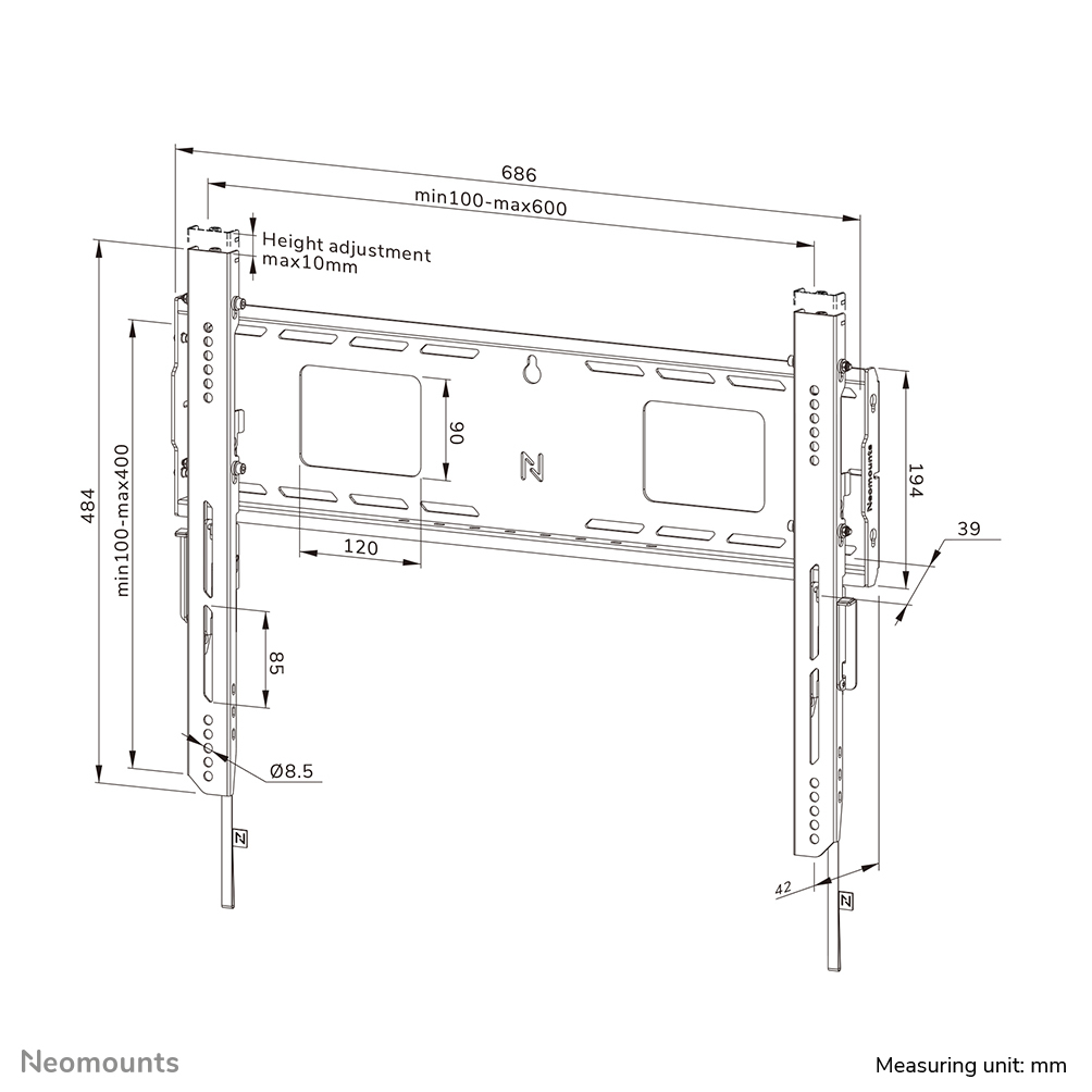 Neomounts LEVEL-750 Wandhalterung starr (VESA 600x400) WL30-750BL16