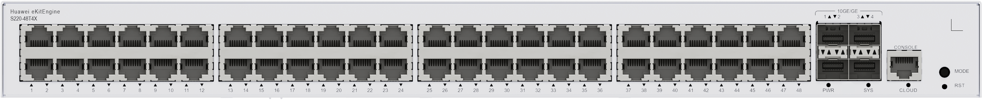 HUAWEI Switch S220-48T4X (48*10/100/1000BASE-T ports, 4*10GE SFP+ ports, built-in AC power)