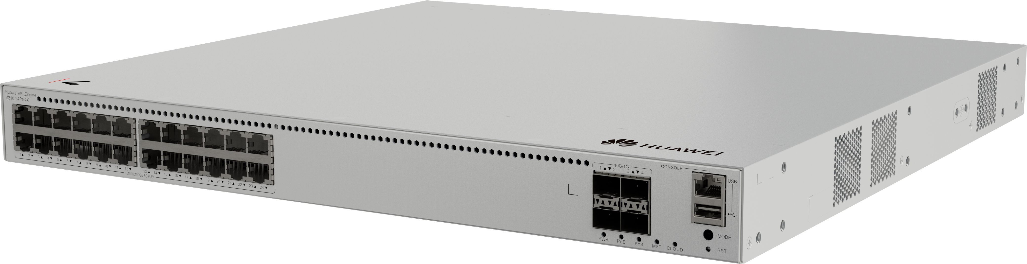 HUAWEI Switch S310-24PN4X (24*  10/100/1000/2.5 GEBASE-T ports (400 W poE+),4*10GE SFP+ ports, built-in AC power)