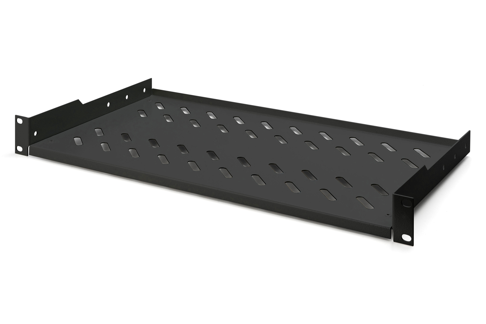 DIGITUS DN-19 TRAY-1-SW Schrank Zubehör 19" Fachboden festeinbau 1HE  f. Schr. ab 400 mm Tiefe 45x483x250 mm bis 15 kg schwarz RAL 9005 DN-19 TRAY-1-S