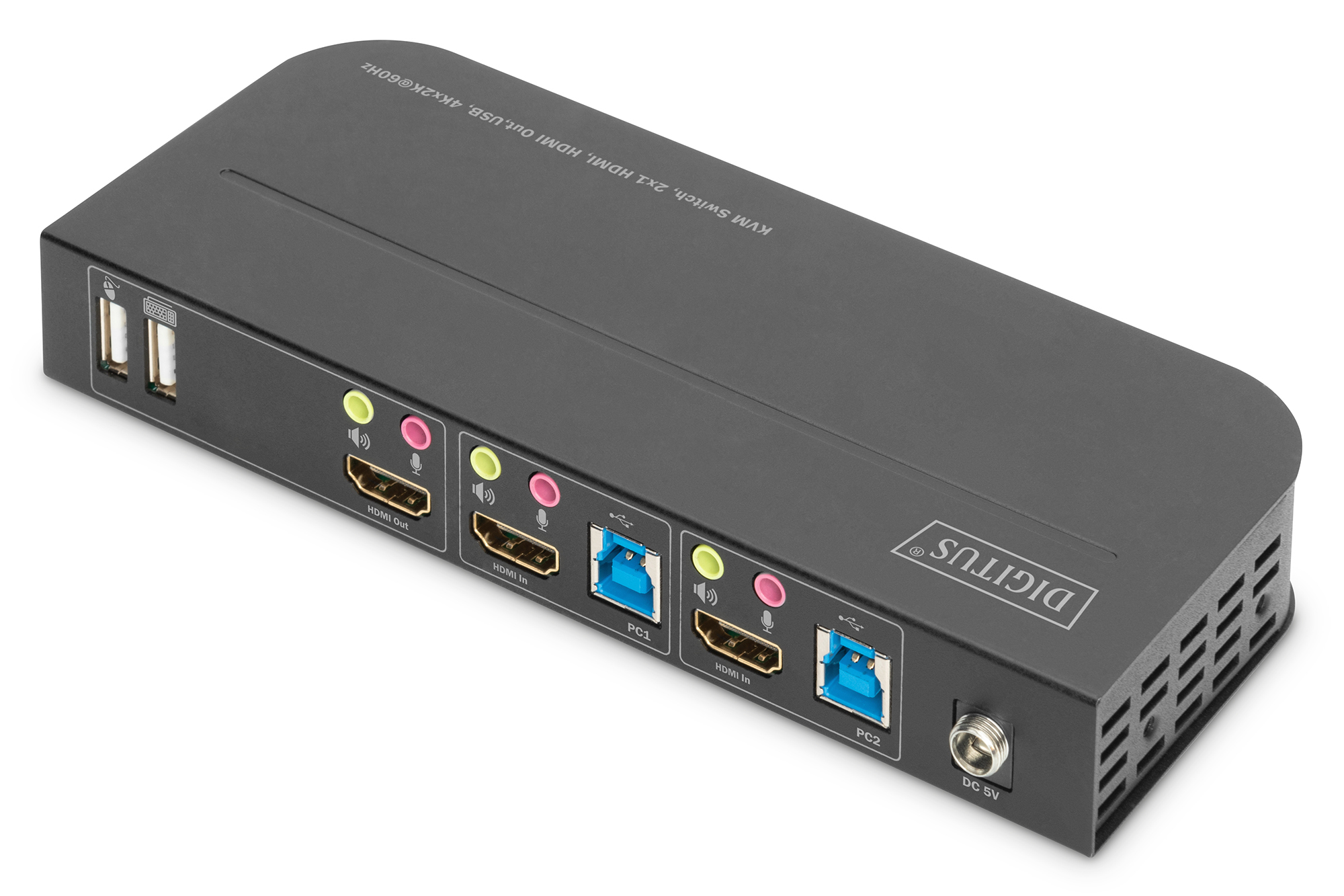 DIGITUS DS-12874 KVM Switch, 2x1 HDMI, HDMI Out,USB, 4Kx2K@60Hz