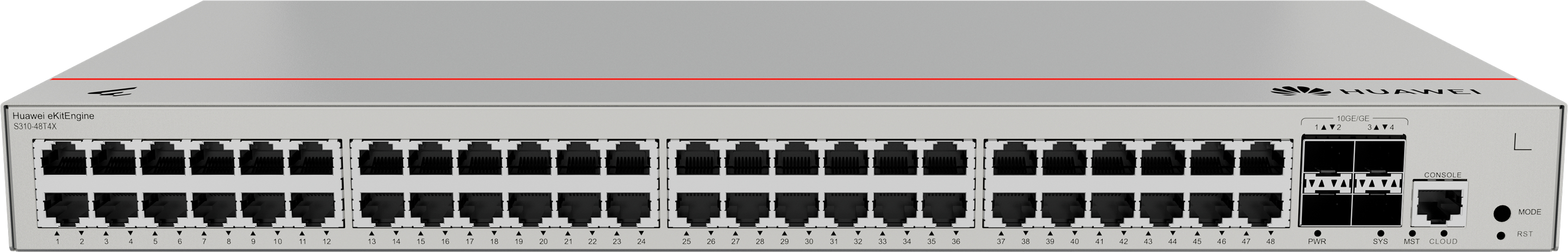 HUAWEI Switch S310-48T4X (48*10/100/1000BASE-T ports, 4*10GE SFP+ ports, built-in AC power)