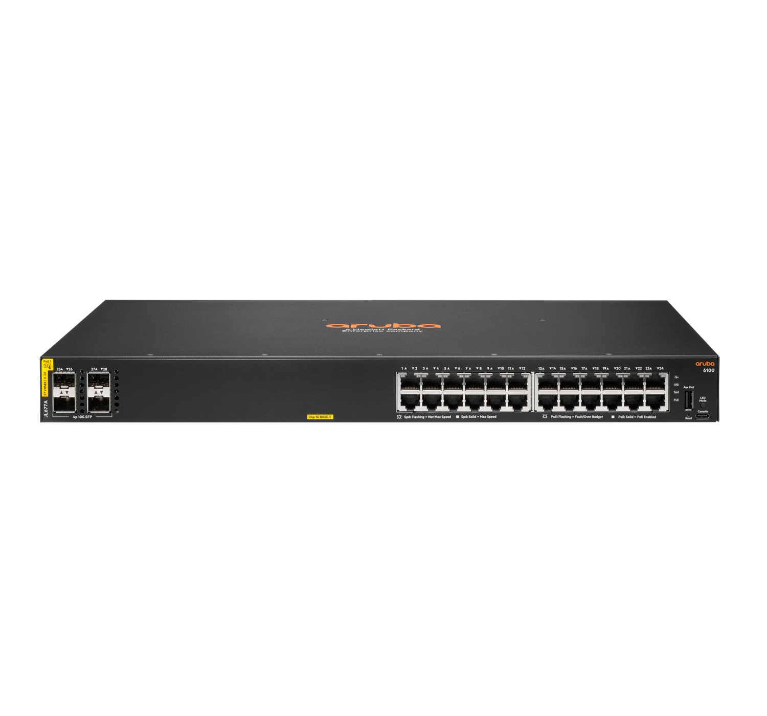 HPE JL677A Switch , 24 x 10/100/1000BASE-T, 4 x SFP+, PoE (370 W)