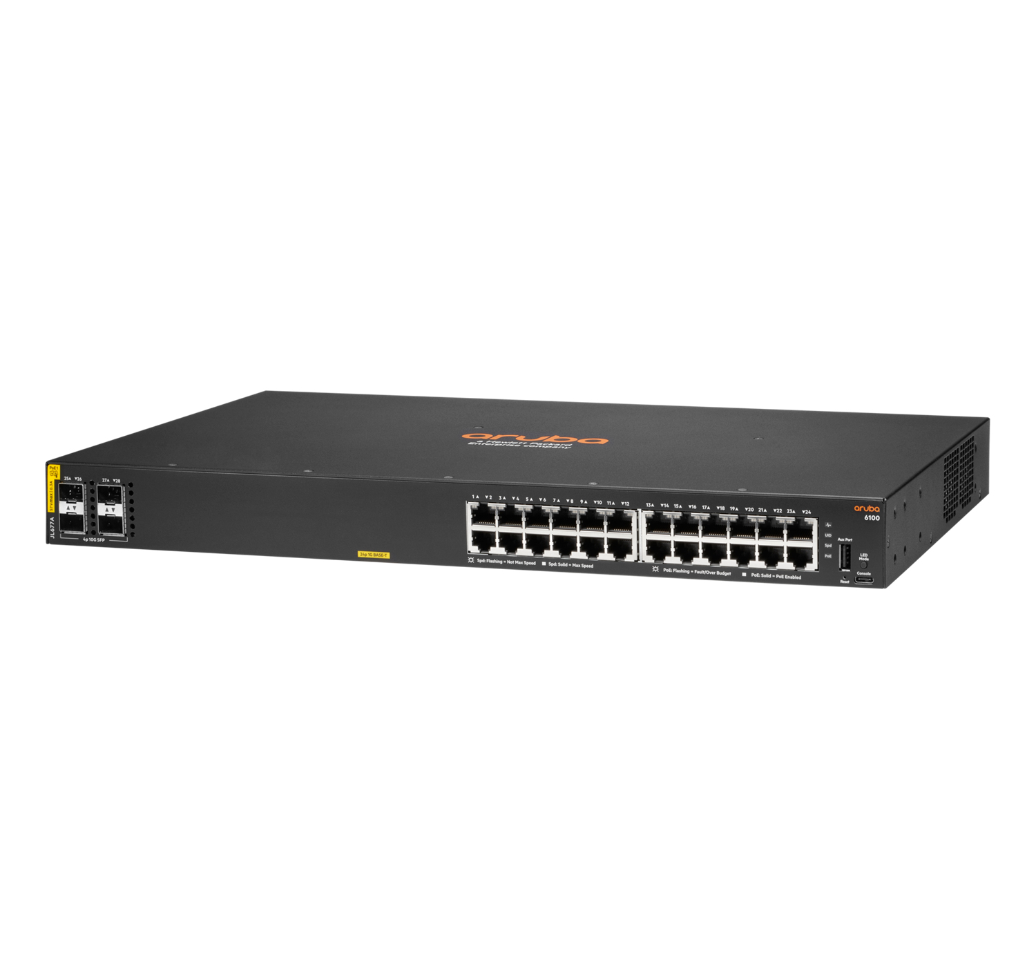 HPE JL677A Switch , 24 x 10/100/1000BASE-T, 4 x SFP+, PoE (370 W)