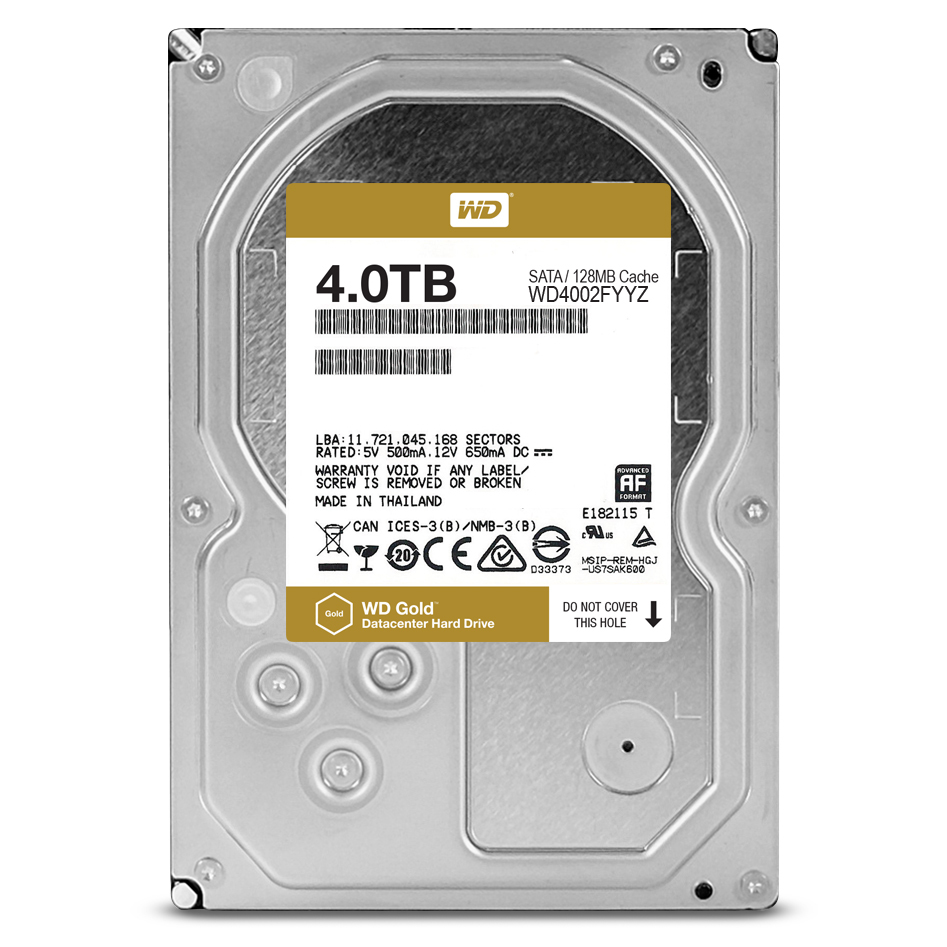 HDD 3,5" WD Gold  4 TB SATA 6Gb/s 7200rpm 128 MB Datacenter/Server (WD4002FYYZ)