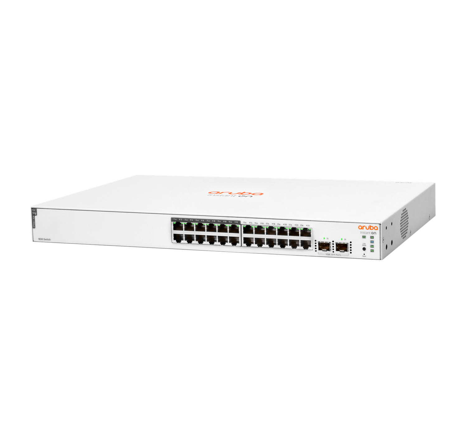 HPE Aruba Switch JL813A Instant On 1830 24G 12p Class4 PoE 2SFP 195W, 12 x 10/100/1000 + 12 x 10/100/1000 (PoE+)