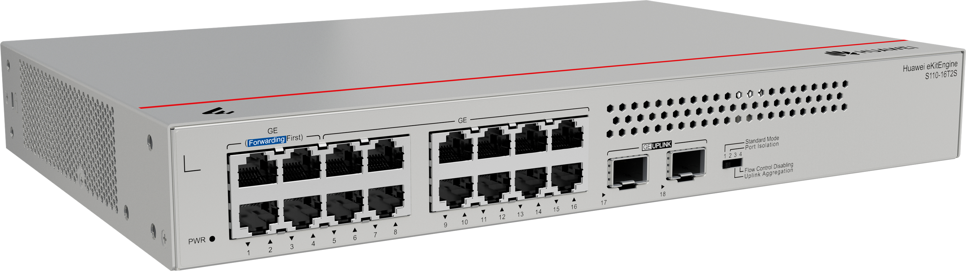 HUAWEI Switch (unmanaged) S110-16T2S, (16*10/100/1000BASE-T ports, 8*GE SFP ports, built-in AC p...